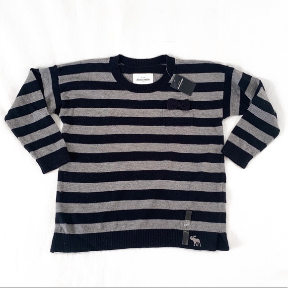 Abercrombie gray/navy striped bow pocket sweater - Picture 4 of 5